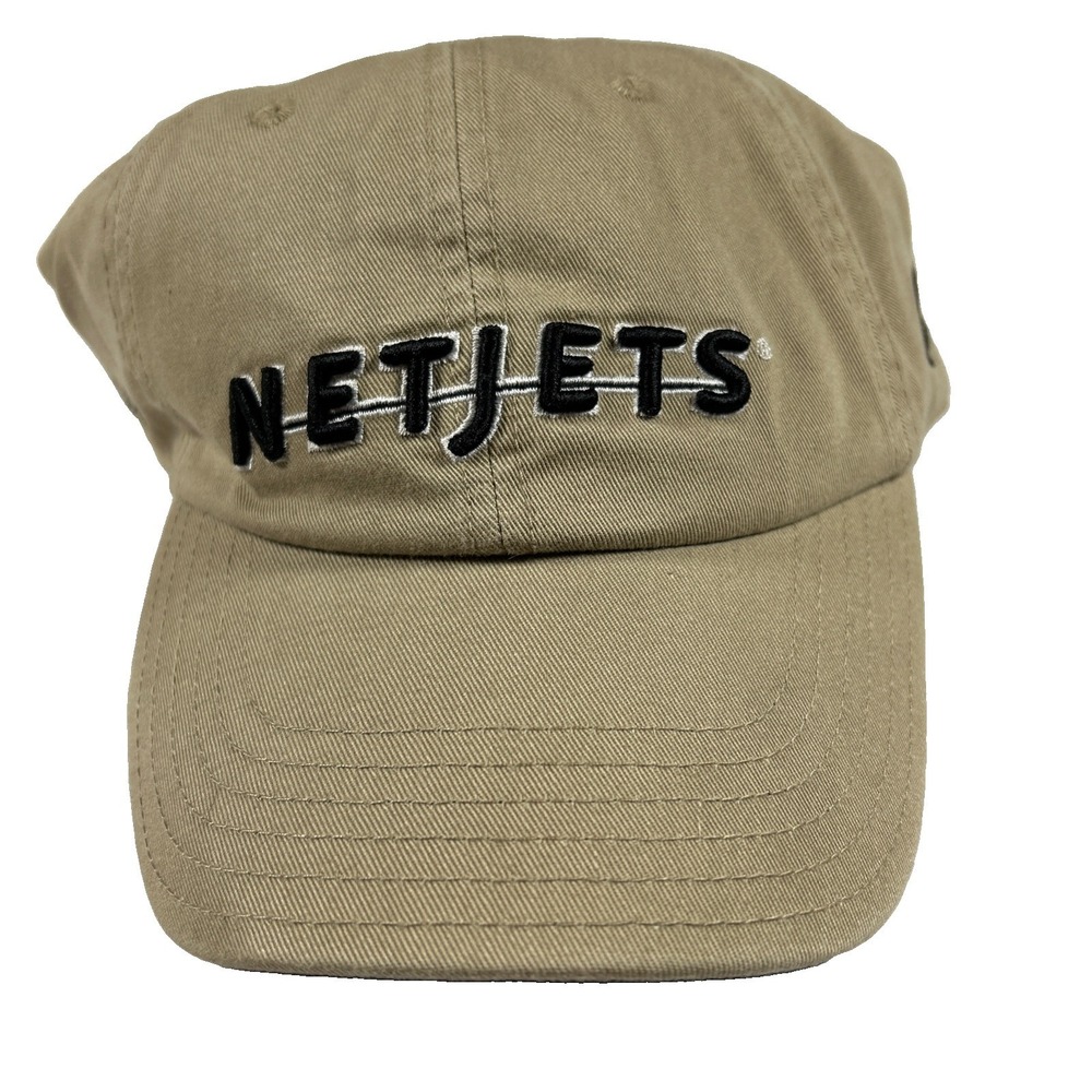 NetJets QS Golf Hat Cap Adjustable Beige Cotton Tour PGA Private Jet Business